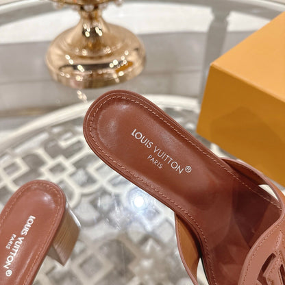 LOUIS VUITTON ISOLA HIGH 55 MM MULE IN PENNY BROWN CALFSKIN
