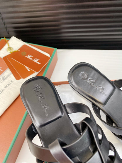LP KAEDE SANDALS BLACK CALFSKIN