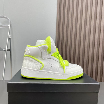 LOUIS VUITTON HIGH-TOP SNEAKERS IN WHITE MIX NEON GREEN CALFSKIN