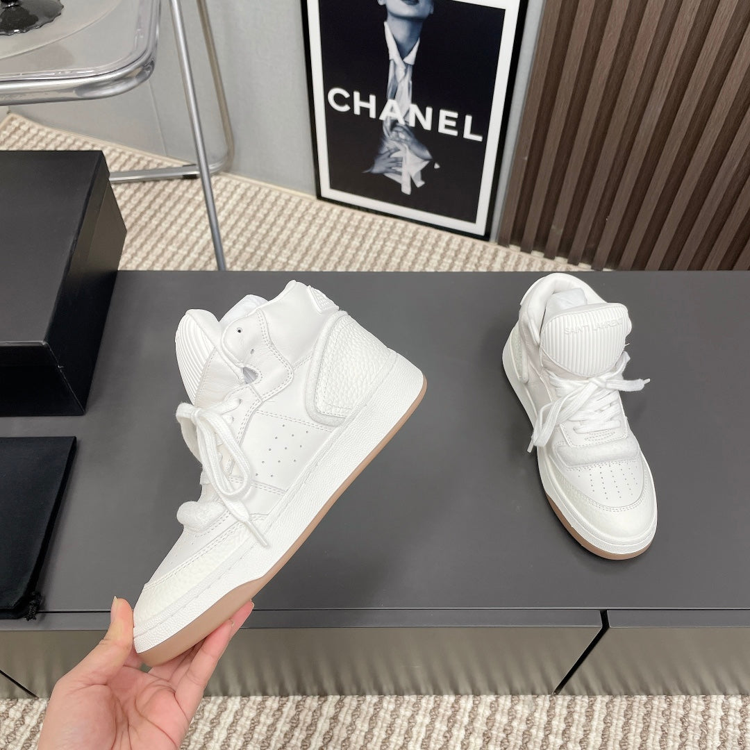 LOUIS VUITTON HIGH-TOP SNEAKERS IN WHITE CALFSKIN