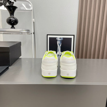 LOUIS VUITTON SL/61 SNEAKERS IN WHITE MIX NEON YELLOW CALFSKIN