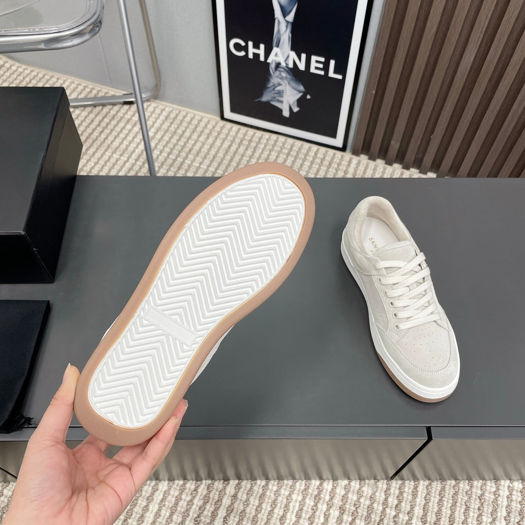 LOUIS VUITTON SL/61 SNEAKERS IN PALE GRAY SUEDE