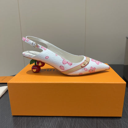 LOUIS VUITTON LV HIGH SLINGBACK 25S 55 MM IN WHITE CALFSKIN