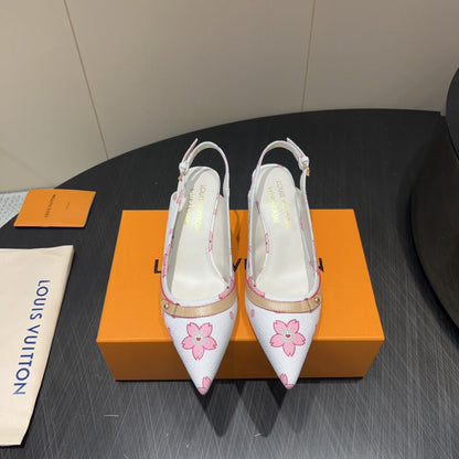 LOUIS VUITTON LV HIGH SLINGBACK 25S 55 MM IN WHITE CALFSKIN