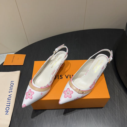 LOUIS VUITTON LV HIGH SLINGBACK 25S 55 MM IN WHITE CALFSKIN