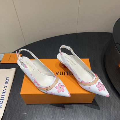 LOUIS VUITTON LV HIGH SLINGBACK 25S 55 MM IN WHITE CALFSKIN