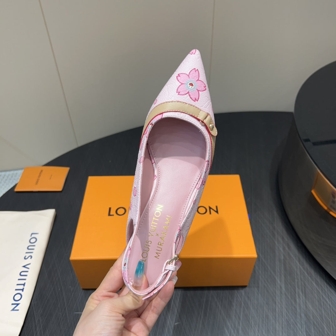 LOUIS VUITTON LV HIGH SLINGBACK LOGO PRINT 25S 55 MM IN LIGHT PINK CALFSKIN