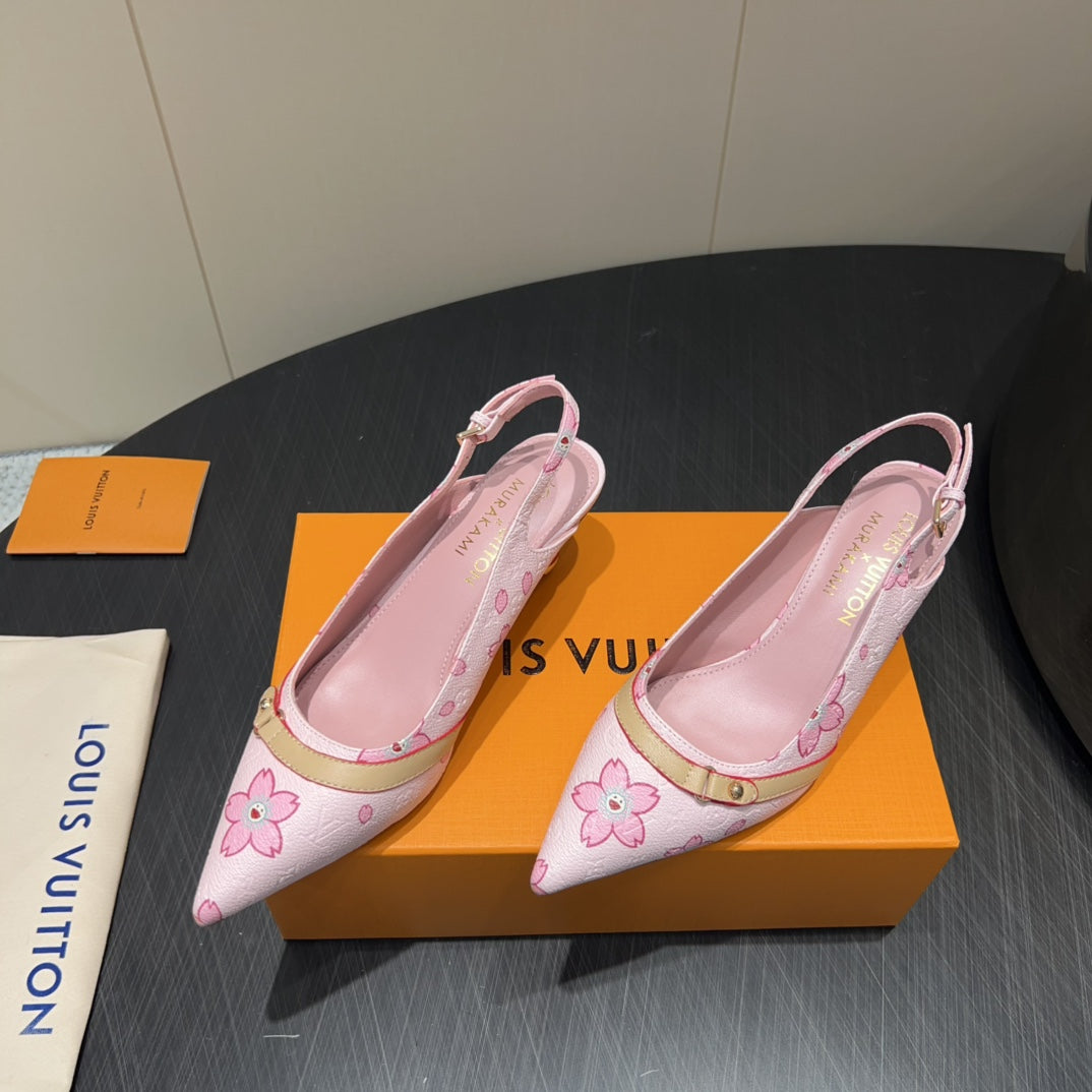 LOUIS VUITTON LV HIGH SLINGBACK LOGO PRINT 25S 55 MM IN LIGHT PINK CALFSKIN