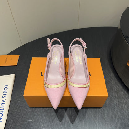 LOUIS VUITTON LV HIGH SLINGBACK 25S 55MM IN LIGHT PINK DENIM