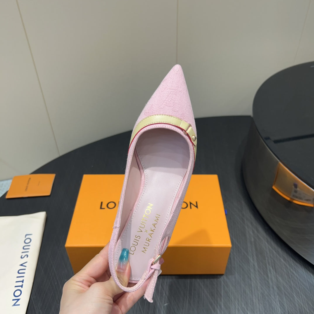 LOUIS VUITTON LV HIGH SLINGBACK 25S 55MM IN LIGHT PINK DENIM