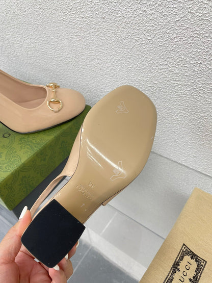 GUCCI WOMEN'S HORSEBIT SLINGBACK 95MM IN TAN BEIGE CALFSKIN