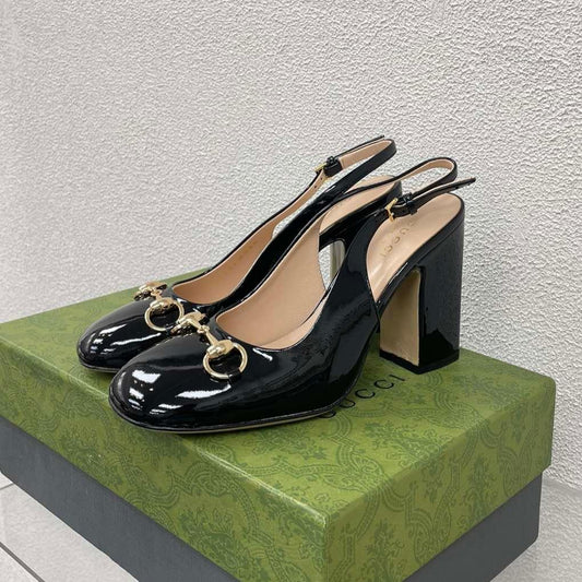 GUCCI WOMEN'S HORSEBIT SLINGBACK 95MM IN BLACK CALFSKIN