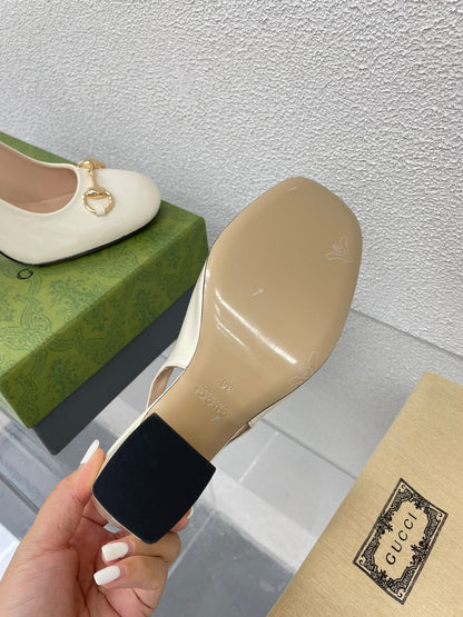 GUCCI WOMEN'S HORSEBIT SLINGBACK 95MM IN WHITE CALFSKIN