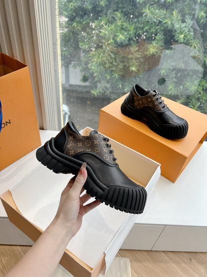 LOUIS VUITTON LV ARCHLIGHT SKATE SNEAKER IN BLACK MIX CHOCOLATE BROWN MONOGRAM CALFSKIN