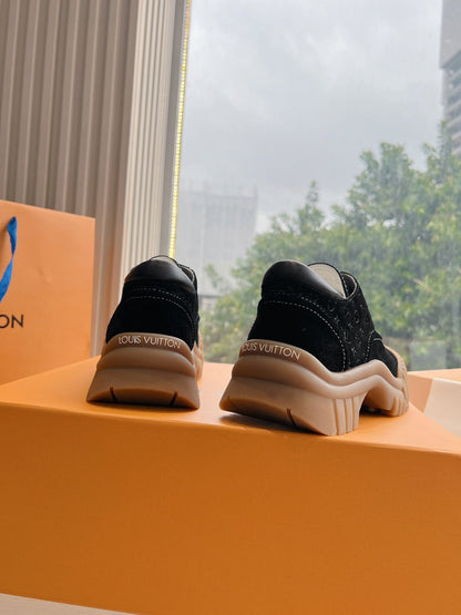 LOUIS VUITTON LV ARCHLIGHT SKATE SNEAKER IN BLACK EMBOSSED SUEDE