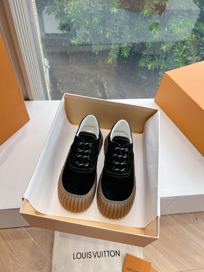 LOUIS VUITTON LV ARCHLIGHT SKATE SNEAKER IN BLACK EMBOSSED SUEDE