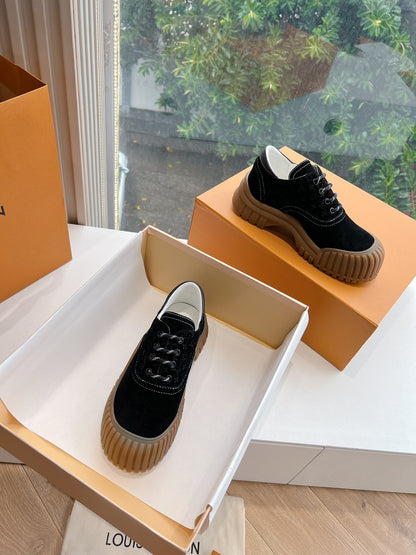 LOUIS VUITTON LV ARCHLIGHT SKATE SNEAKER IN BLACK EMBOSSED SUEDE