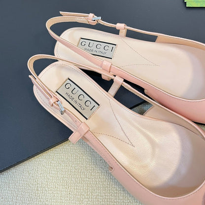 GUCCI Double G patent leather slingback ballet flats Glossy Rose Pink