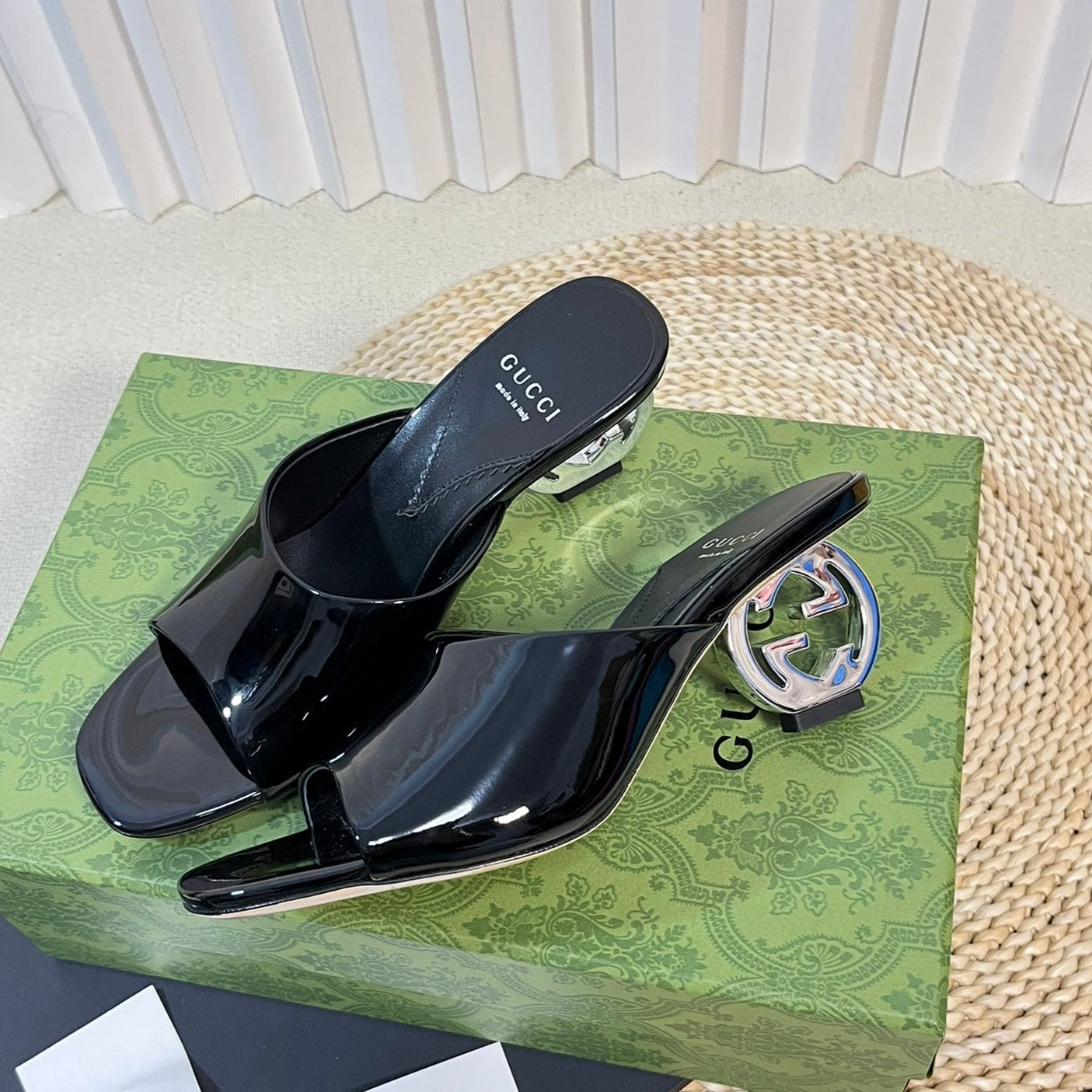 GUCCI Women's Heeled Sandals Glossy Black
