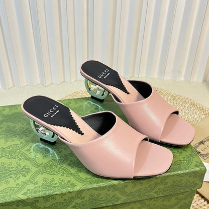 GUCCI Women's Heeled Sandals Pink Pastel