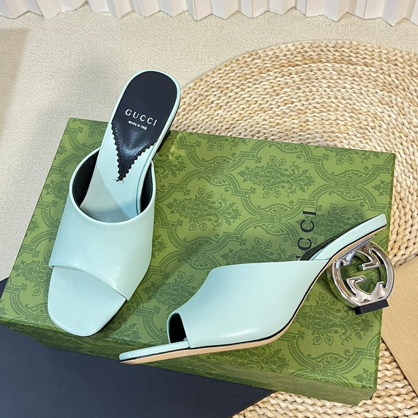 GUCCI Women's Heeled Sandals Vivid Sky Blue