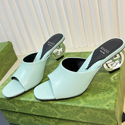 GUCCI Women's Heeled Sandals Vivid Sky Blue