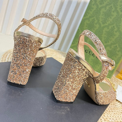 GUCCI Women Sandal High Heels Cream