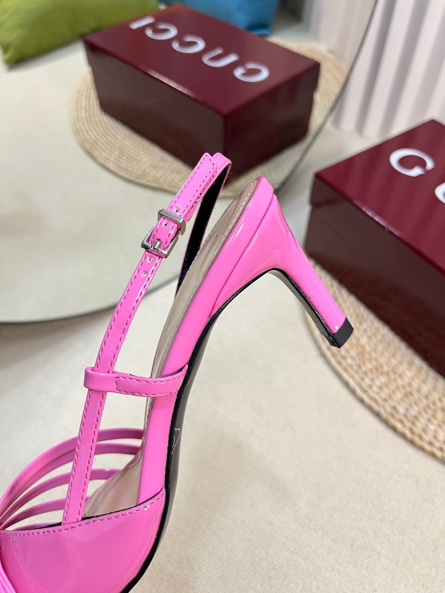 GUCCI SLINGBACK PUMP 6 CM IN FUSCIA PINK GLOSSY CALFSKIN