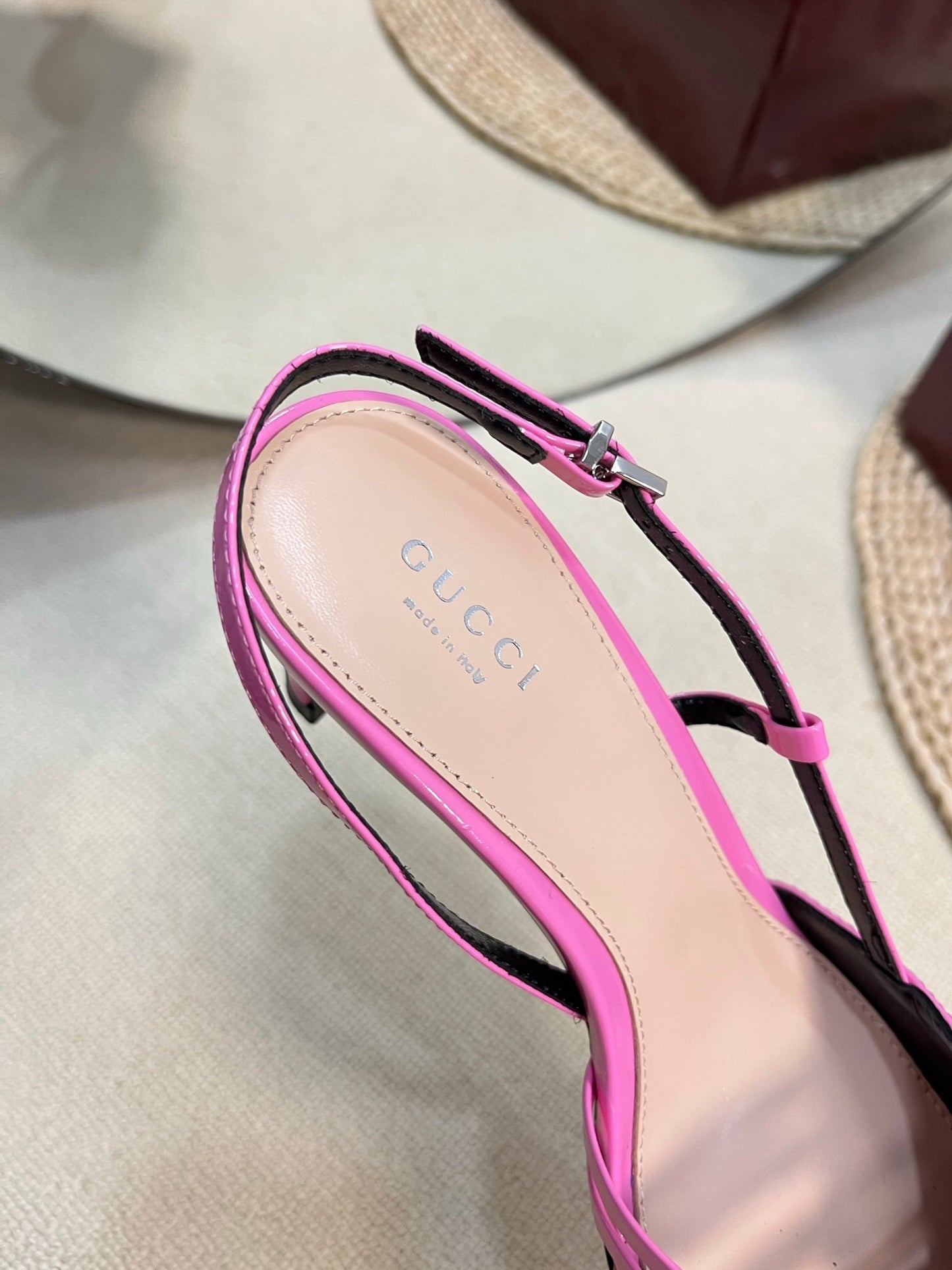 GUCCI SLINGBACK PUMP 6 CM IN FUSCIA PINK GLOSSY CALFSKIN