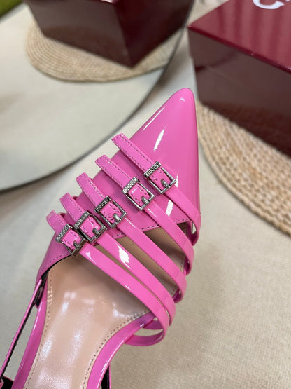GUCCI SLINGBACK PUMP 6 CM IN FUSCIA PINK GLOSSY CALFSKIN