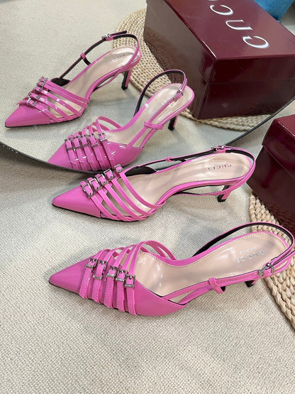 GUCCI SLINGBACK PUMP 6 CM IN FUSCIA PINK GLOSSY CALFSKIN