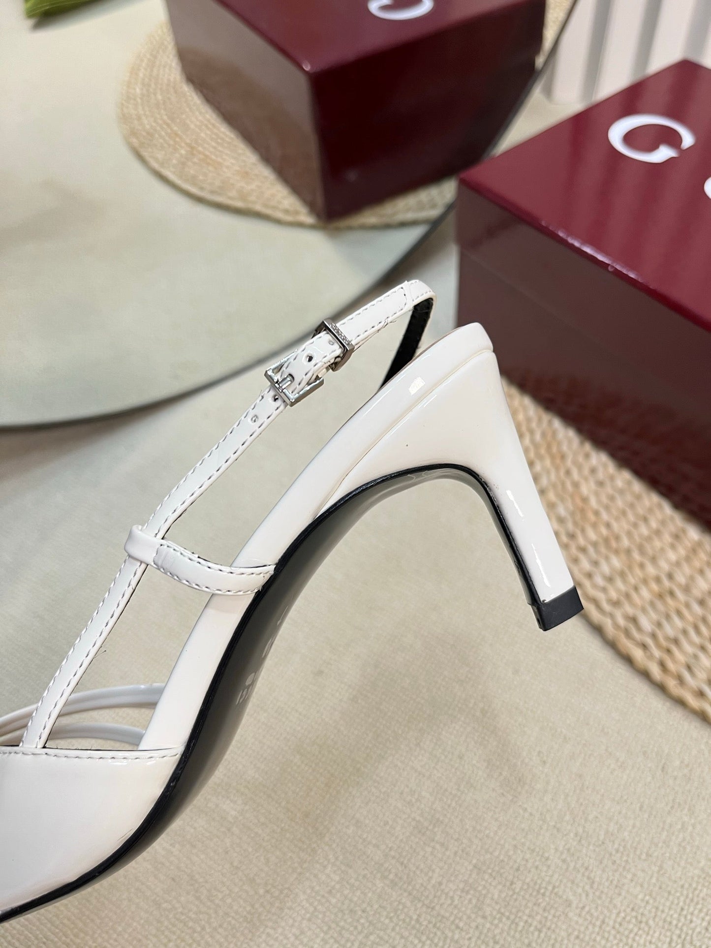 GUCCI SLINGBACK PUMP 6 CM IN WHITE GLOSSY CALFSKIN