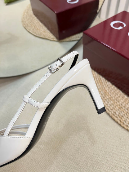 GUCCI SLINGBACK PUMP 6 CM IN WHITE GLOSSY CALFSKIN