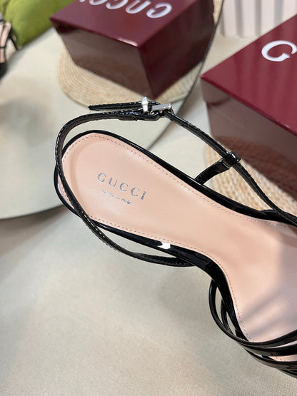 GUCCI SLINGBACK PUMP 6 CM IN BLACK GLOSSY CALFSKIN