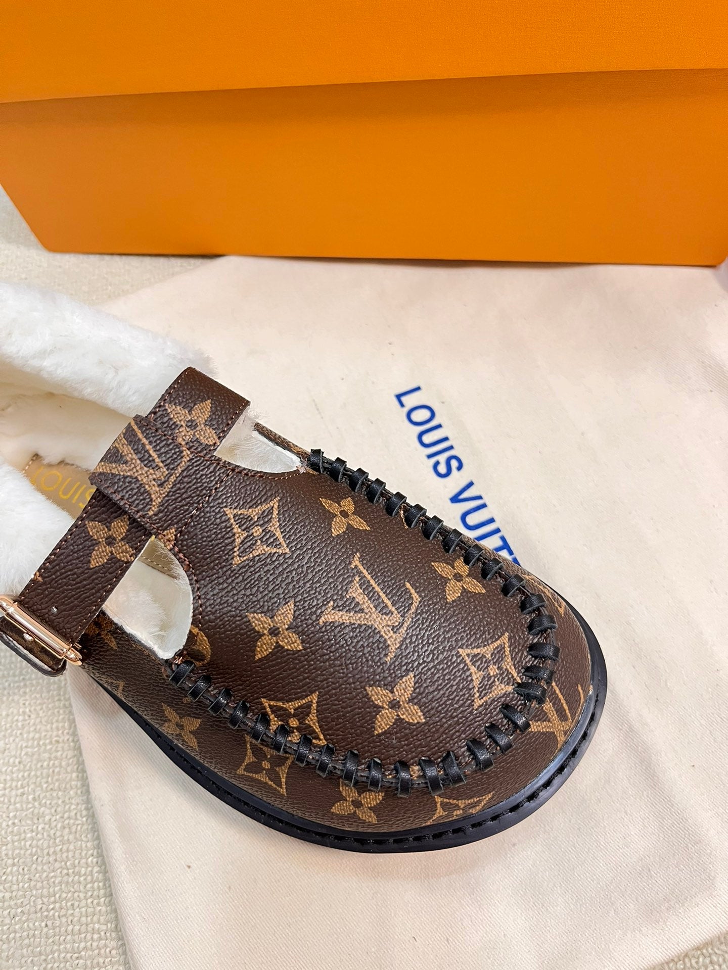 LOUIS VUITTON COLORADO COMFORT MARY JANE IN CHOCOLATE BROWN MONOGRAM CALFSKIN AND SHEARLING LINING
