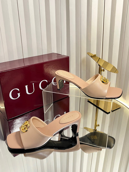 GUCCI 26S HIGH-HEELED SANDALS 45 MM IN NUDE PINK CALFSKIN