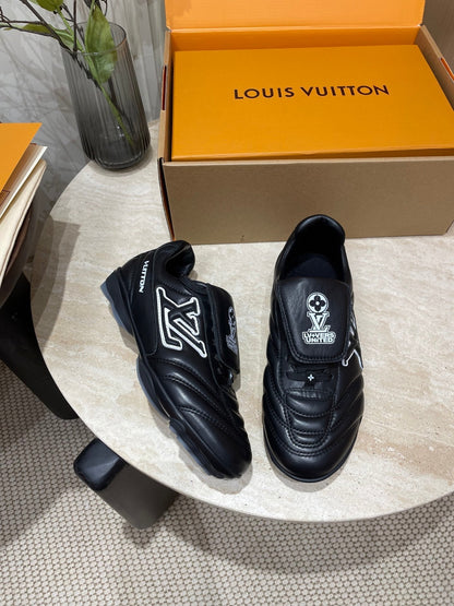 LOUIS VUITTON FOOTPRINT SOCCER SNEAKER IN BLACK CALFSKIN