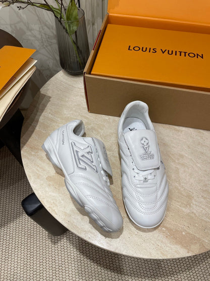 LOUIS VUITTON FOOTPRINT SOCCER SNEAKER IN WHITE CALFSKIN