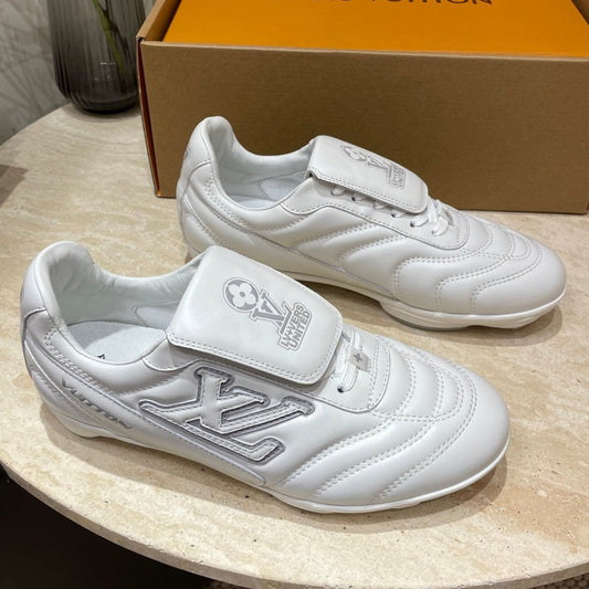 LOUIS VUITTON FOOTPRINT SOCCER SNEAKER IN WHITE CALFSKIN
