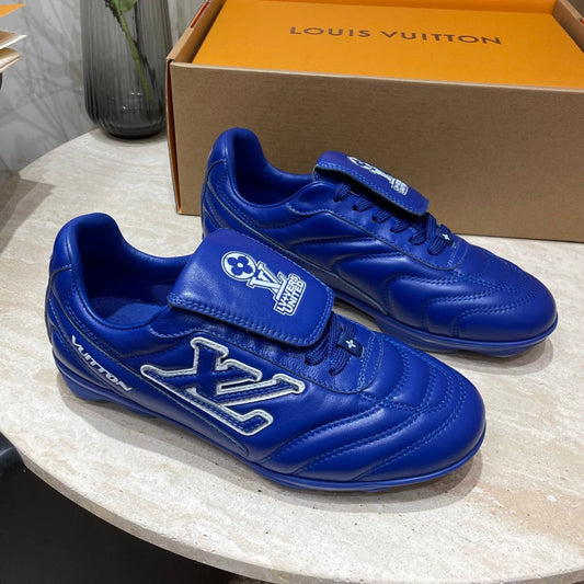 LOUIS VUITTON FOOTPRINT SOCCER SNEAKER IN COBALT BLUE CALFSKIN