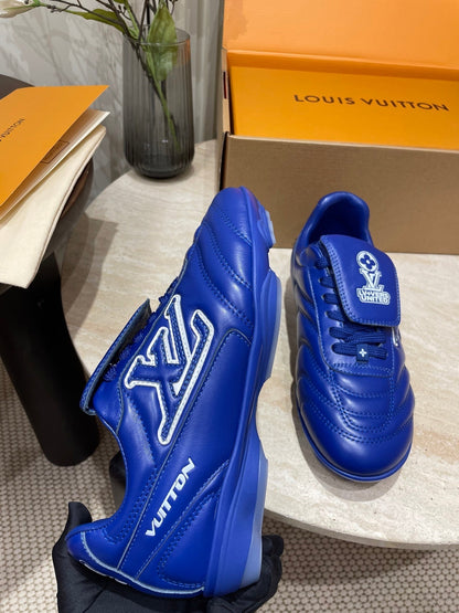 LOUIS VUITTON FOOTPRINT SOCCER SNEAKER IN COBALT BLUE CALFSKIN