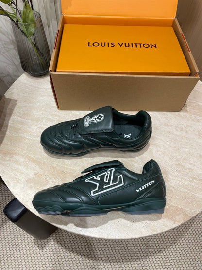 LOUIS VUITTON FOOTPRINT SOCCER SNEAKER IN FOREST GREEN CALFSKIN