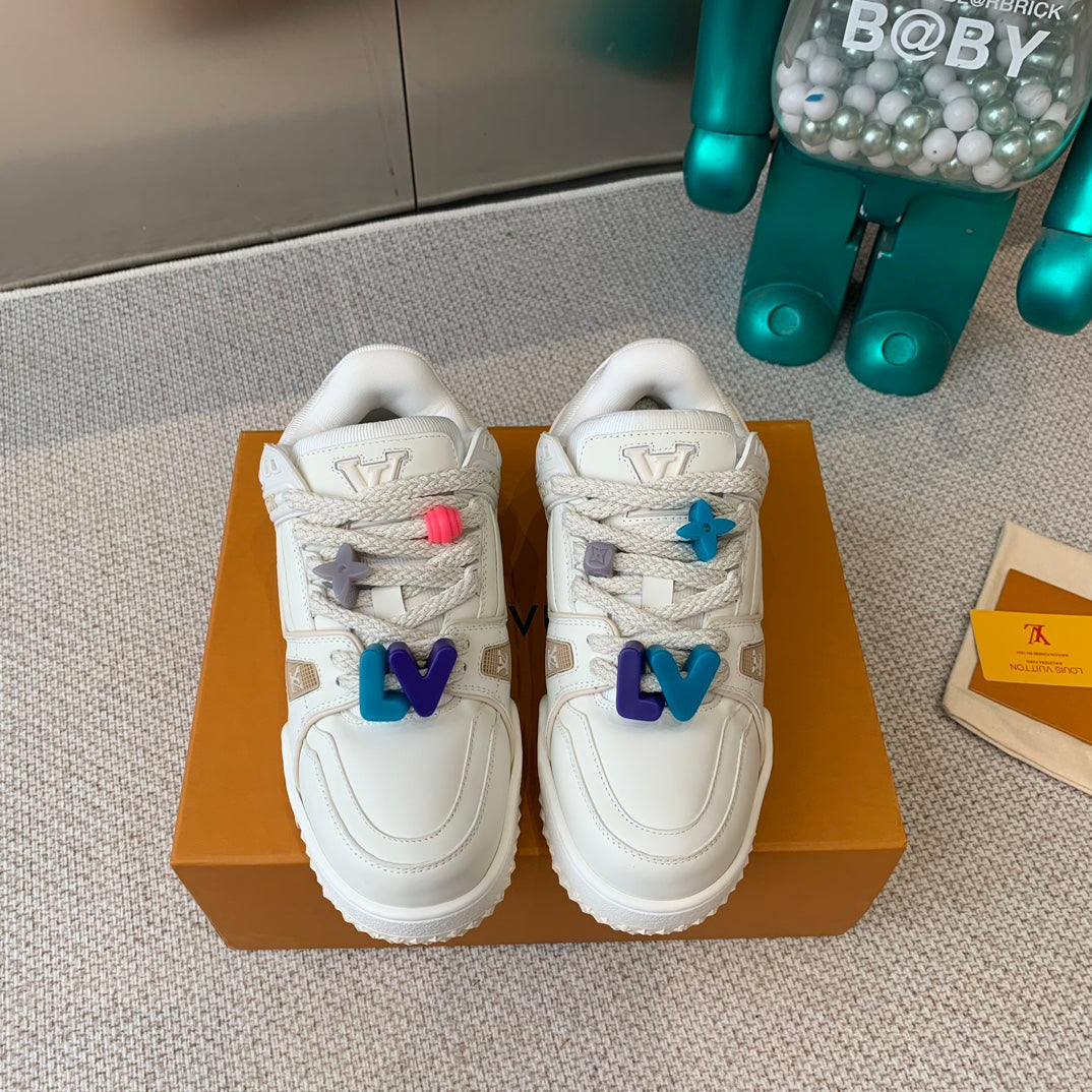 LOUIS VUITTON LV TRAINER MAXI SNEAKER IN WHITE CALFSKIN