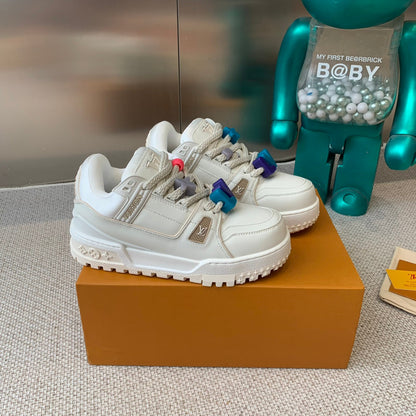 LOUIS VUITTON LV TRAINER MAXI SNEAKER IN WHITE CALFSKIN