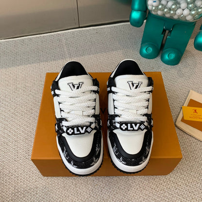 LOUIS VUITTON LV TRAINER MAXI SNEAKER IN WHITE MIX BLACK CALFSKIN