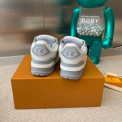 LOUIS VUITTON LV TRAINER MAXI SNEAKER IN WHITE MIX DOVE GRAY CALFSKIN