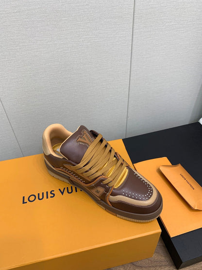 LOUIS VUITTON LV WOMEN'S TRAINER IN MARRON CALFSKIN