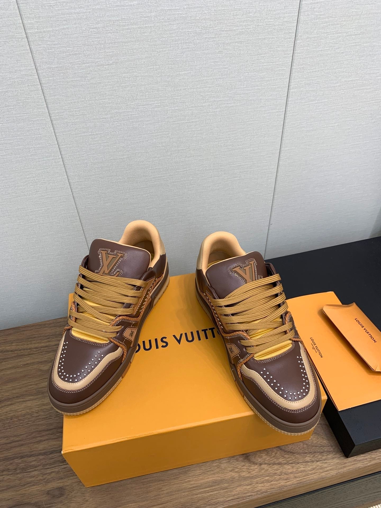 LOUIS VUITTON LV WOMEN'S TRAINER IN MARRON CALFSKIN