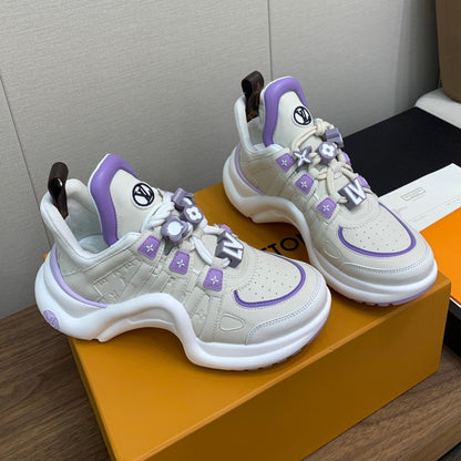 LOUIS VUITTON LV ARCHLIGHT SNEAKER BEIGE MIX VIOLET CALFSKIN
