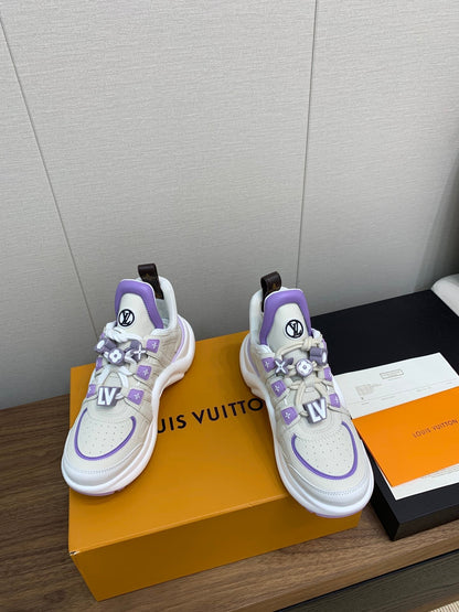 LOUIS VUITTON LV ARCHLIGHT SNEAKER BEIGE MIX VIOLET CALFSKIN